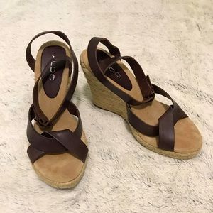 Aldo leather wedge Sandals